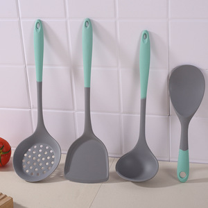 Silicone Spatula Set 4 Pieces Food Grade Heat Resistant Non Stick Cooking <b>Utensils</b> For Stir Fry Soup Ladle Kitchen Tools - Product Image 1