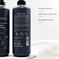 Eunomia Trio de Soins Capillaires Réparateurs à la Kératine 800ml/1000ml Shampooing & Après-Shampooing avec Masque Capillaire pour Cheveux Secs, Frisés et Abîmés