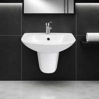 Lavabo mural en céramique, lavabo demi-colonne, lavabo mural moderne et minimaliste