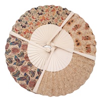 Éventail à main pliable en liège avec logo personnalisé Écorce en bois naturel classique Cadeau d'art populaire d'affaires portable Mariages Bambou peint