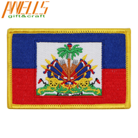 Écusson brodé 3D du drapeau haïtien, badge en tissu pour blazer avec décoration en dentelle, patchs brodés thermocollants pour vêtements