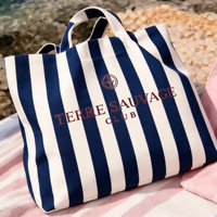 Sac de plage en toile réutilisable jaune rayé personnalisé avec logo, grand format, écologique, tendance, avec bandoulière, vente en gros
