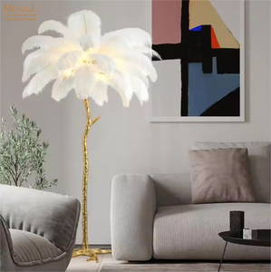 <span class=keywords><strong>Lampadaire</strong></span> de luxe nordique en forme de palmier, design moderne en arc, plumes d'autruche véritables, LED, pour salon et chambre, garantie 10 ans - Product Image 1