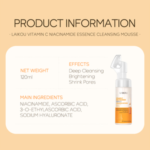 LAIKOU 120ml Mousse Nettoyante Visage Anti-Âge à la Vitamine C et Niacinamide, Lotion Huileuse, Marque Privée, Vente en Gros, Nettoyant Facial - Product Image 3