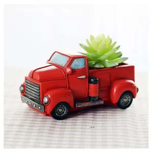 Nuovo prodotto creativo retro mini carino camion della resina di figura planter succulente vaso di fiori