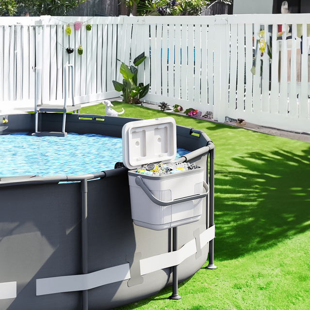 New Arrival Small Portable Insulated Hard Cooler with Handle for Above-Ground Pools Poolside Cooler Box with Hanging Links