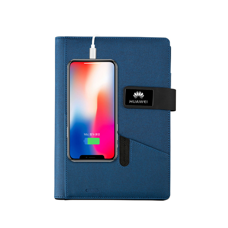 Organizador de cables largos con hebilla negra para power banks de 8000 mAh - Azul oscuro