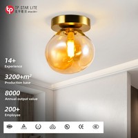 Plafonnier LED vintage doré avec base en métal et verre transparent, moderne, pour intérieur, bureau, salles de bain, balcon