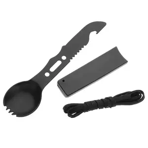 Портативная посуда многофункциональная Складная тактическая Ложка Вилка Нож черный инструмент для кемпинга