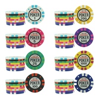 Jetons de poker en argile personnalisés pour tournoi avec des denoms colorés 14 grammes 40*3.5mm avec noyau métallique pour jeton de jeu de casino