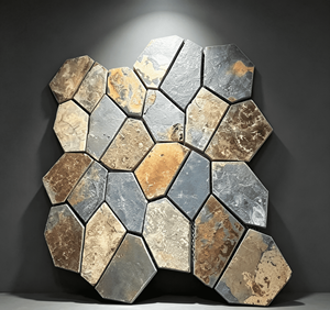 Carrelage en ardoise gris argenté naturel veiné de bois, finition mate, pour revêtement mural, revêtement de sol, pavage extérieur et intérieur, durable - Product Image 3