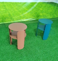 Table d'appoint de balcon en aluminium de style nordique, table basse ronde minimaliste avec rangement pour petits espaces