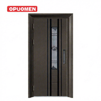 Porte d'entrée extérieure pivotante en aluminium, style moderne américain, résistante au feu, pour maisons