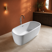 Baignoire ovale autoportante 1700x800x600mm avec vidange central et trop-plein, baignoire profonde en acrylique