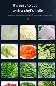 Coupe-légumes électrique professionnel pour cuisine commerciale : Persil, oignon vert, poireau, poivron, radis, pomme de terre – Trancheuse et râpeuse - Product Image 4