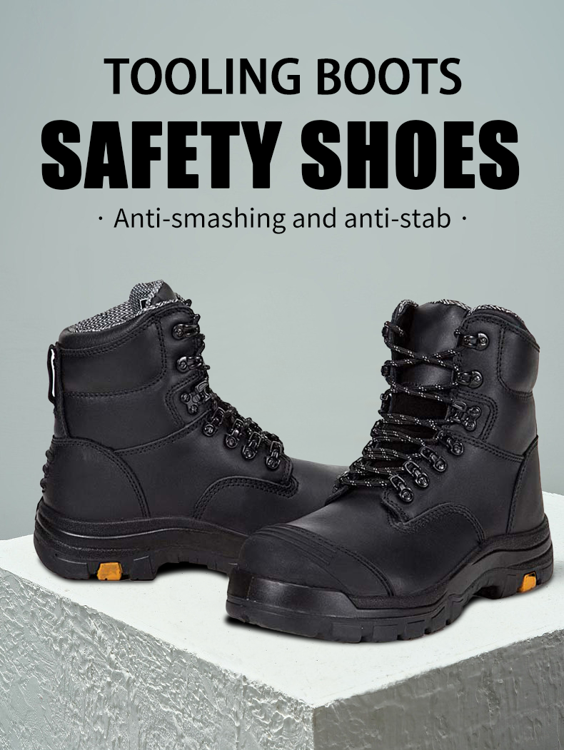 zapatos de trabajo Customized black high cut genuine leather safety boots work boots with PU oursole for men