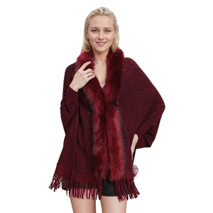 Abrigo de Piel Sintética con Borlas de Leopardo para Mujer, Chaqueta Casual con Mangas Murciélago y Cuello de Piel Artificial, Capa para Invierno y Otoño - Product Image 4