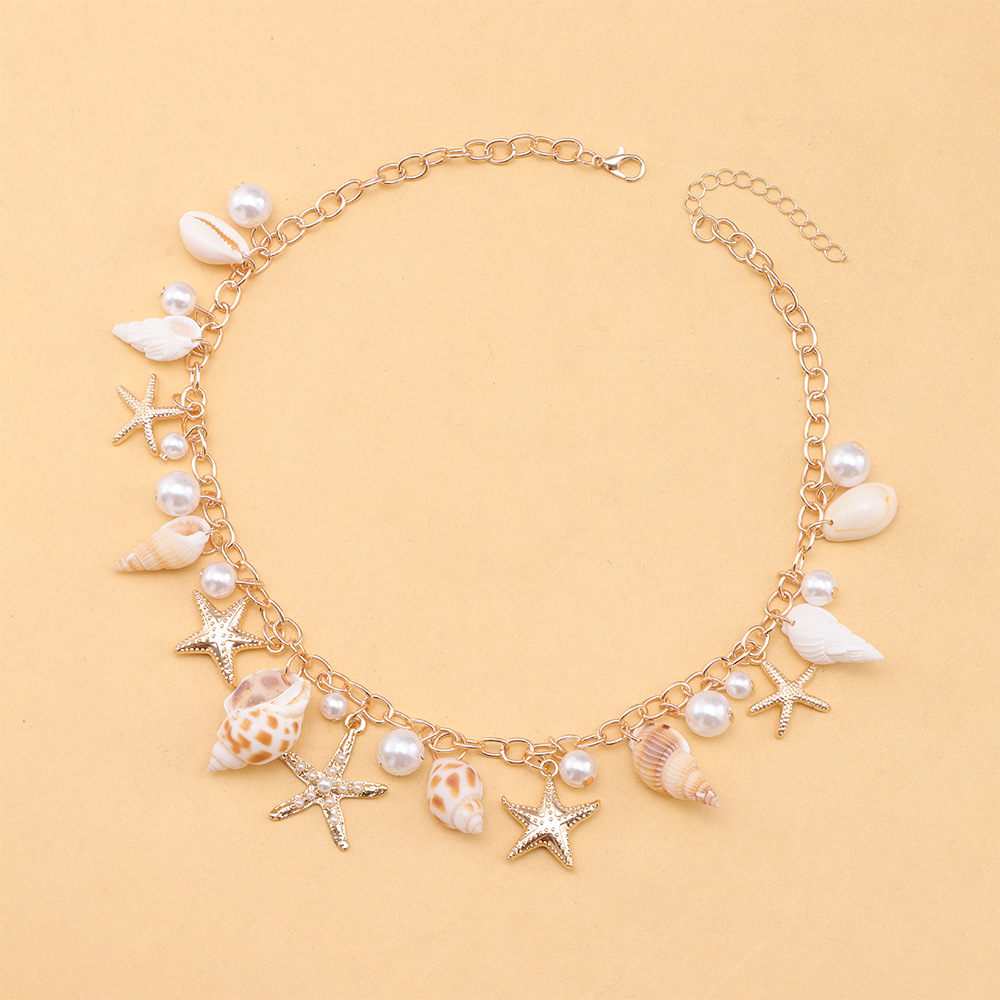 Starfish and Conch Chain Necklace