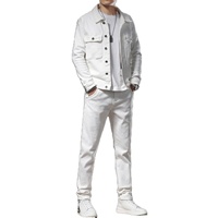 Ensemble de jeans pour homme Sehe Fashion, populaire printemps-automne, denim délavé, boutonné, coupe slim, style décontracté, tissage respirant