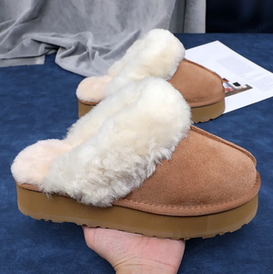 Stivali da neve invernali da <span class=keywords><strong>donna</strong></span> impermeabili con plateau in vera pelle in pelliccia massaggio antiscivolo e leggero per l'inverno - Product Image 1