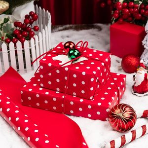 Polka Dots Reversible <b>Wrapping</b> <b>Paper</b> Roll 17 Inch X 33 Feet Red White Christmas Holiday Gift Craft Packaging - Product Image 5