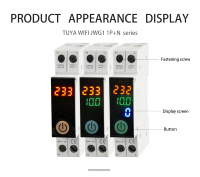 Disjoncteur intelligent WiFi Tuya AC MCB Modèle JWG1 1-63A Montage sur rail 6kA Protection contre les surtensions et les surintensités avec fonction de mesure et de temporisation 220V 50Hz