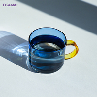 Tasses en verre borosilicate personnalisées, créatives, deux couleurs, vaisselle unique, 300 ml, compatibles lave-vaisselle et micro-ondes, pour thé et café