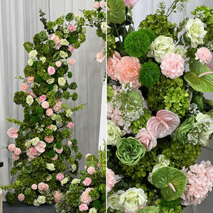 Arche de fleurs artificielles en soie verte et rose, romantique et élégante, réaliste, pour la décoration de fond de mariage, écologique - Product Image 3