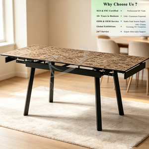 Table à manger OKAY, gain de place, extensible, plateau en stratifié haute pression HPL, base en métal, style nordique moderne, mobilier de salle à manger - Product Image 1
