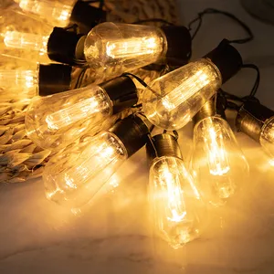 E27 IP65 Waterproof Patio Holiday Garden S14 Edison Bulb 10m 48ft Festoon Decor LED Outdoor String Light