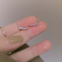 Boucles d'oreilles clous en argent sterling 925, style coréen simple, mini-pavé de zircon, petites boucles d'oreilles pour femme, bijoux de tous les jours