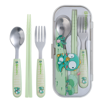 Dessin animé populaire enfants baguettes cuillère fourchette ensemble Cubiertos Kawaii enfants ensemble de couverts pour enfants avec étui