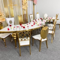 Meubles de mariage, table en acier inoxydable en forme de serpent, table demi-lune dorée, ensembles de tables de mariage pour événements