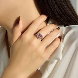 Dylam - Cadeau idéal pour la Saint-Valentin ou un anniversaire - Bague de promesse pour femme en argent 925 avec zircone cubique 5A - Cœur plein d'amour - Product Image 3