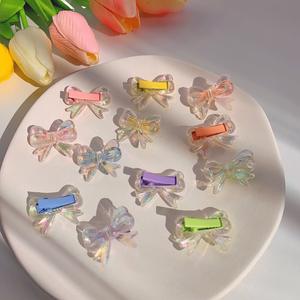 Nouveauté <span class=keywords><strong>2022</strong></span> : Mini-barrettes transparentes colorées style coréen avec petit nœud – Accessoires mignons pour <span class=keywords><strong>cheveux</strong></span> pour femmes - Product Image 1