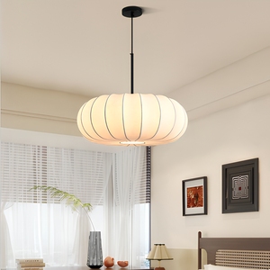 <span class=keywords><strong>Lustre</strong></span> en forme de citrouille en fausse soie, style Wabi Sabi, lanterne crème japonaise, à intensité variable, pour salle à manger, chambre, restaurant, hôtel - Product Image 1