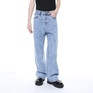 Costume en jean bleu clair vintage pour homme, lavage à l'acide, rétro, coupe droite ample, veste et pantalon en jean, ensemble de <span class=keywords><strong>2</strong></span> pièces, jean délavé pour homme - Product Image 3