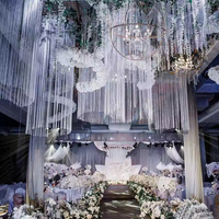 Rideau de fils argentés scintillants à pampilles, draperies de plafond blanches pour la décoration de mariages, hôtels et banquets
