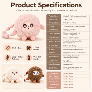 Qiuqiu AI Llavero <span class=keywords><strong>de</strong></span> Peluche Rizado con Activación por Voz, Memoria <span class=keywords><strong>de</strong></span> Largo Alcance ChatGPT, Control por Aplicación Multifuncional, Pompón <span class=keywords><strong>de</strong></span> Cuentas, 3 Colores, 2.4G - Product Image 6