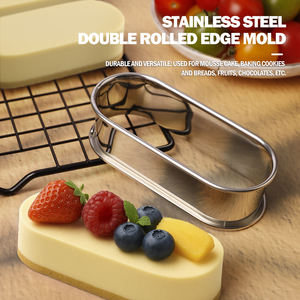 Outils de pâtisserie en acier inoxydable, anneau à tarte ovale, DIY, gâteaux, desserts, tartes, moule à mousse, outils de pâtisserie, accessoires de cuisine - Product Image 4