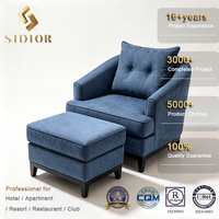 Fauteuil de réception d'hôtel avec ottoman, sièges de luxe pour espaces publics, fabricant et fournisseur de mobilier sur mesure pour contrats