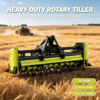 AWON RT250 Rotocultivador con Placa de Profundidad Ajustable, Arado Lateral, Rotura Rápida del Suelo, 6 Cuchillas por Disco, Cultivo de 2500mm de Ancho