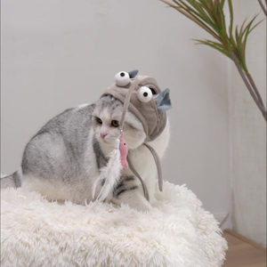 Moderner dreiäugiger Alien-Katzen hut Lustiger Haustier-Seestern-Brassen-Anzieh-Kopfschmuck mit Schwein-Hühnerbär-Zubehör - Product Image 6