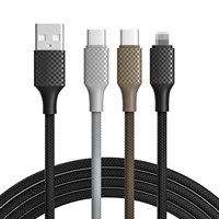 Kabel USB Multi-Tipe Tembaga Murni Berlapis Nilon 3A 5A Pengisian Cepat untuk iPhone 16 Samsung Galaxy S24