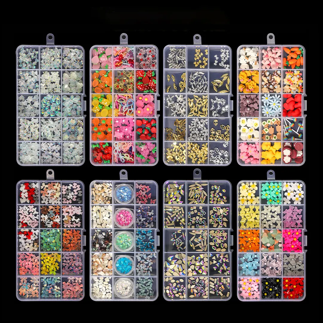 3D Flower Nail Decals Kitty Nail Charms Accessories Bear Cat Beauty kawaii charms nail Art Decorations