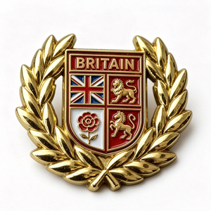 Britain Crest Metal <b>Pin</b> Gold Plated Hard Enamel Souvenir <b>Badge</b> Patriotic Design Rectangle Shape Zinc Alloy Craft - Product Image 5