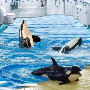 Aquarium killer whale floor sticker waterproof 3d