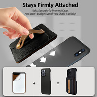 Porte-cartes en cuir PU contrasté tendance avec miroir, support de bureau, anneau de maintien, autocollant arrière, rangement pour cartes, personnalisable OEM