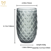 Ananas gris en relief tasse à eau en verre à bouche haute tasse à jus tasse à boisson au lait gobelets en verre durables pour la fête
