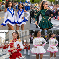 Tenue de majorette verte et noire pour activités communautaires, défilés, spectacles de danse, costumes de majorette, uniforme de danse de majorette